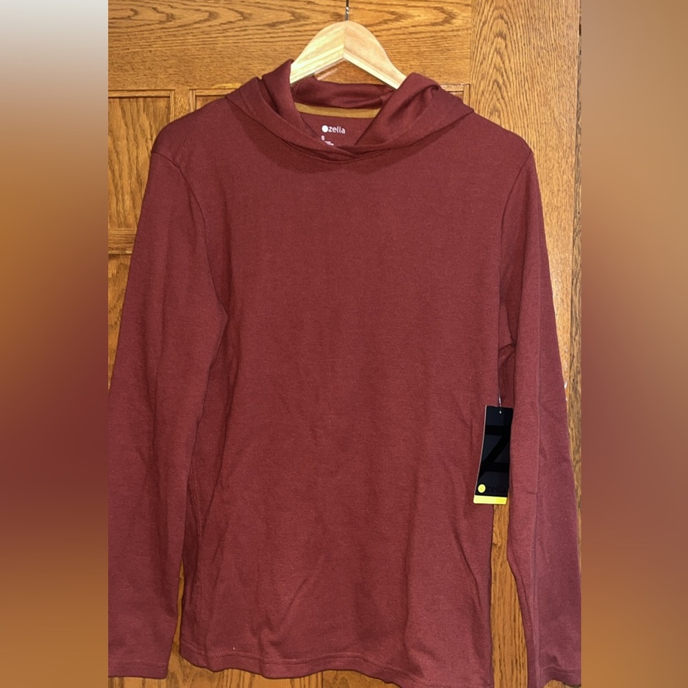 ZELLA Rust Red Waffle Knit Hoodie